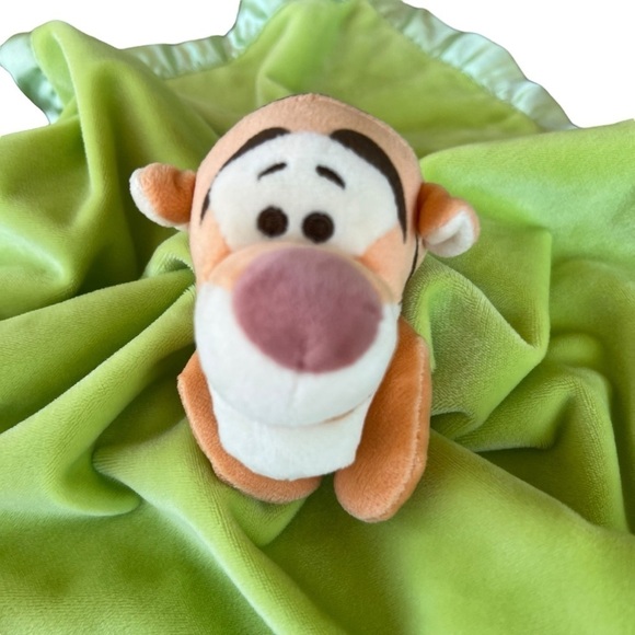 Disney Winnie The Pooh Tigger Green Minky Lovey Satin Trim Plush Soother GUC - Picture 3 of 11